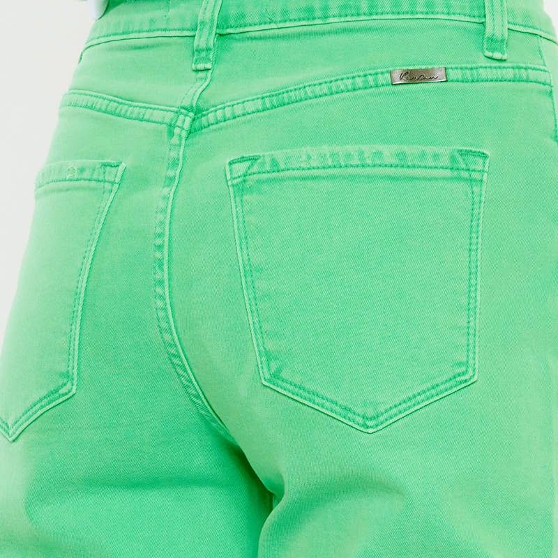 High Rise Slim Wide Leg Neon Green