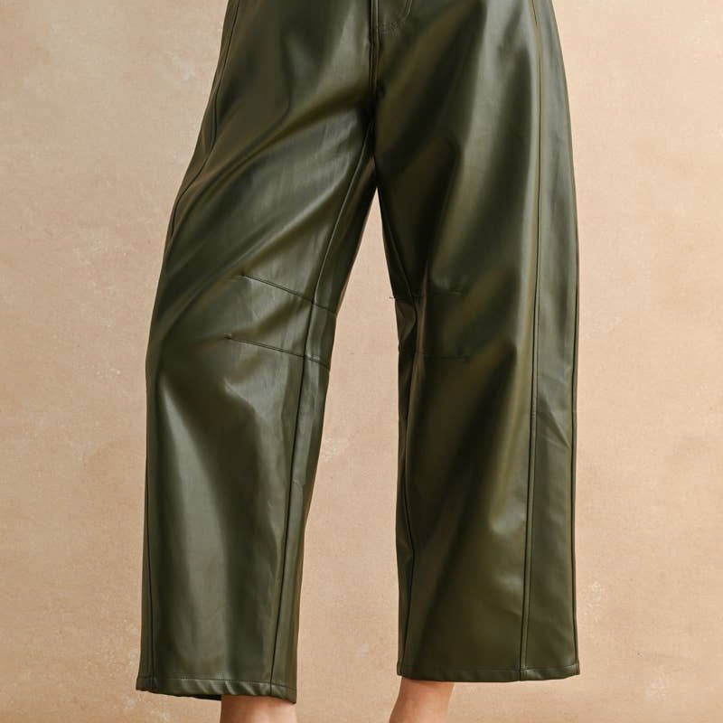 PLEATHER BARREL PANTS