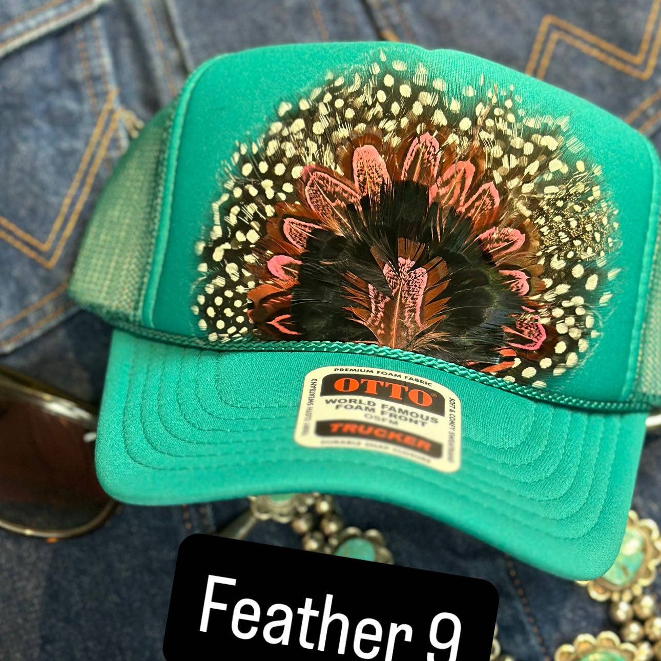 JADE FEATHER TRUCKER HAT