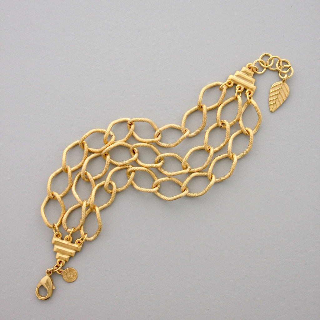 18k matte gold triple strand chain bracelet DORB27