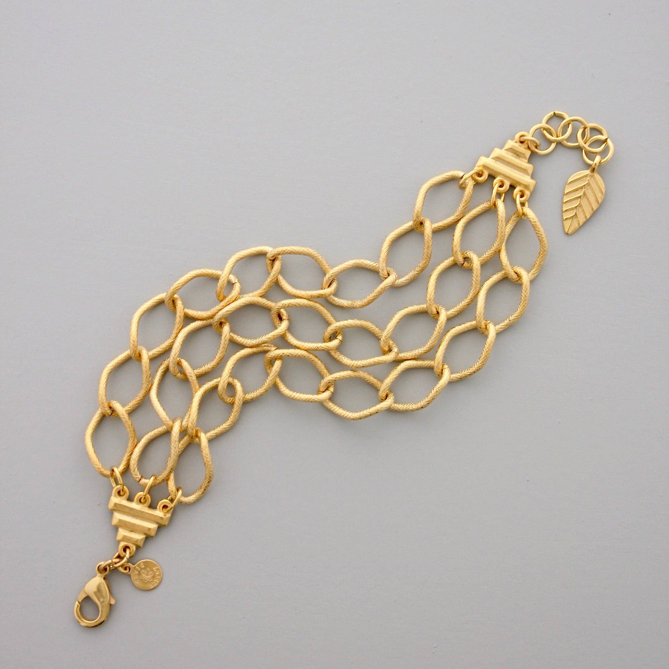18k matte gold triple strand chain bracelet DORB27