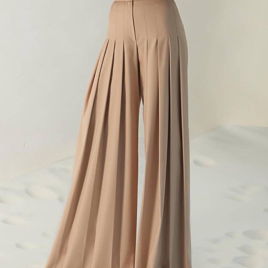 High-Waist Pleated Wide-Leg Pants - Summer Chic