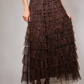 High Waist Elastic Tiered Ruffle A-Line Maxi Skirt
