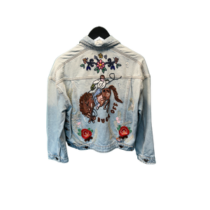 “Buck Off” Beaded Jean Jacket
