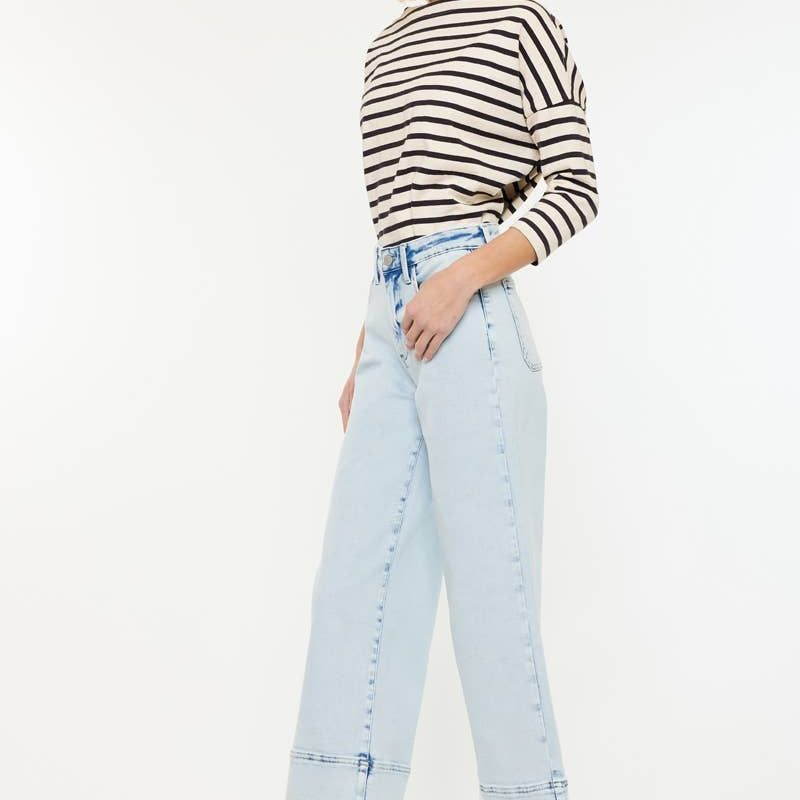 OPEN PACK HIGH RISE CROPPED WIDE LEG JEANS