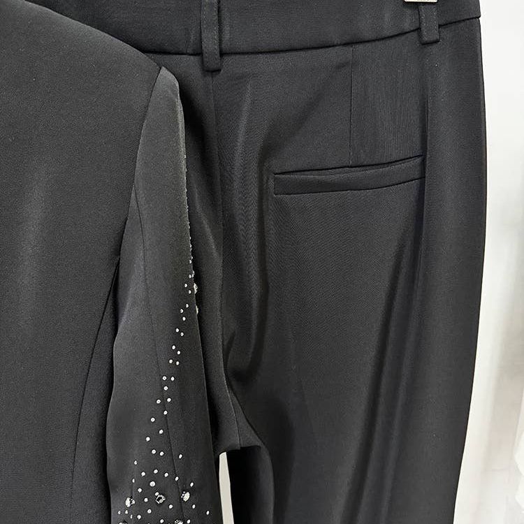 Beaded Diamond-Embellished Black Suit Set