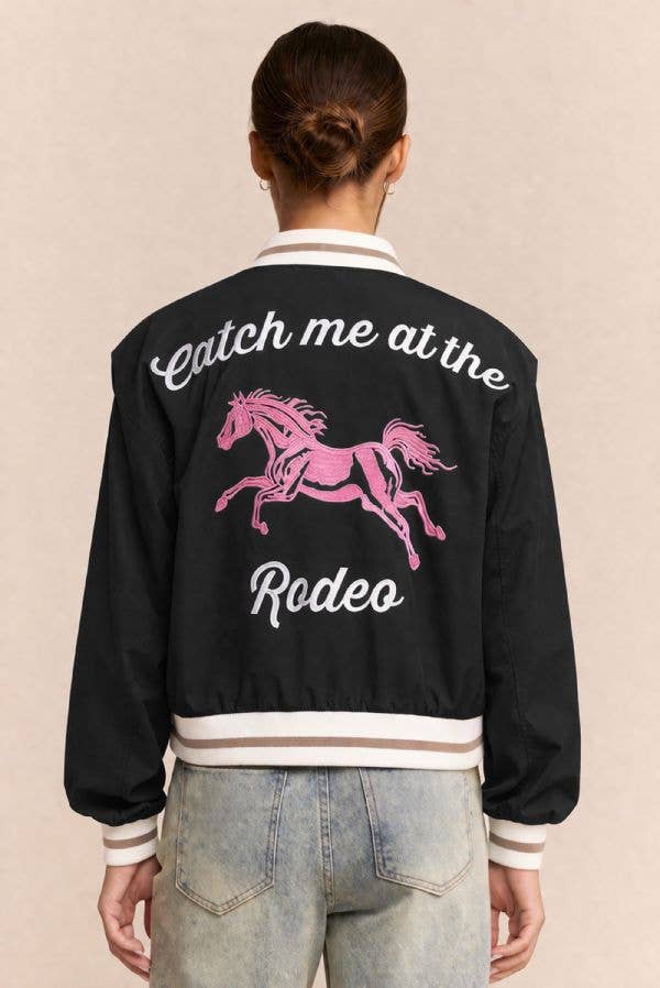 Retro Rodeo Embroidered Bomber Jacket