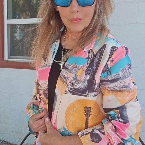Baha Ranch Retro Pop Western Collage Blazer