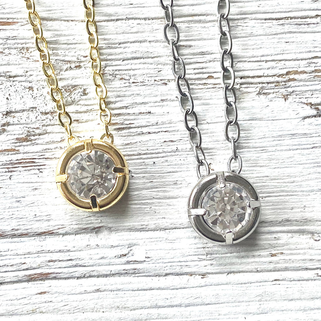 Crystal necklace minimalist layering boutique salon jewelry