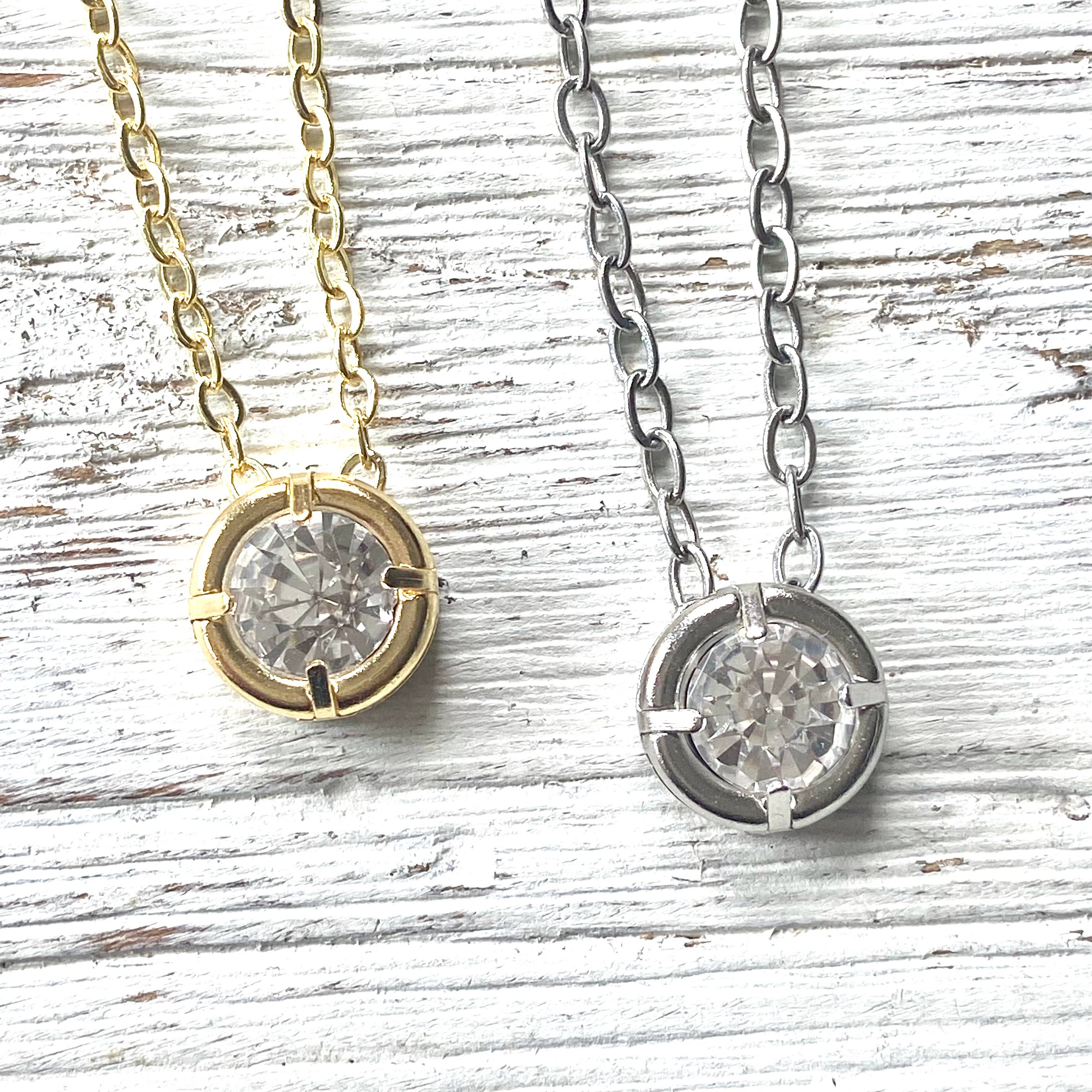 Crystal necklace minimalist layering boutique salon jewelry