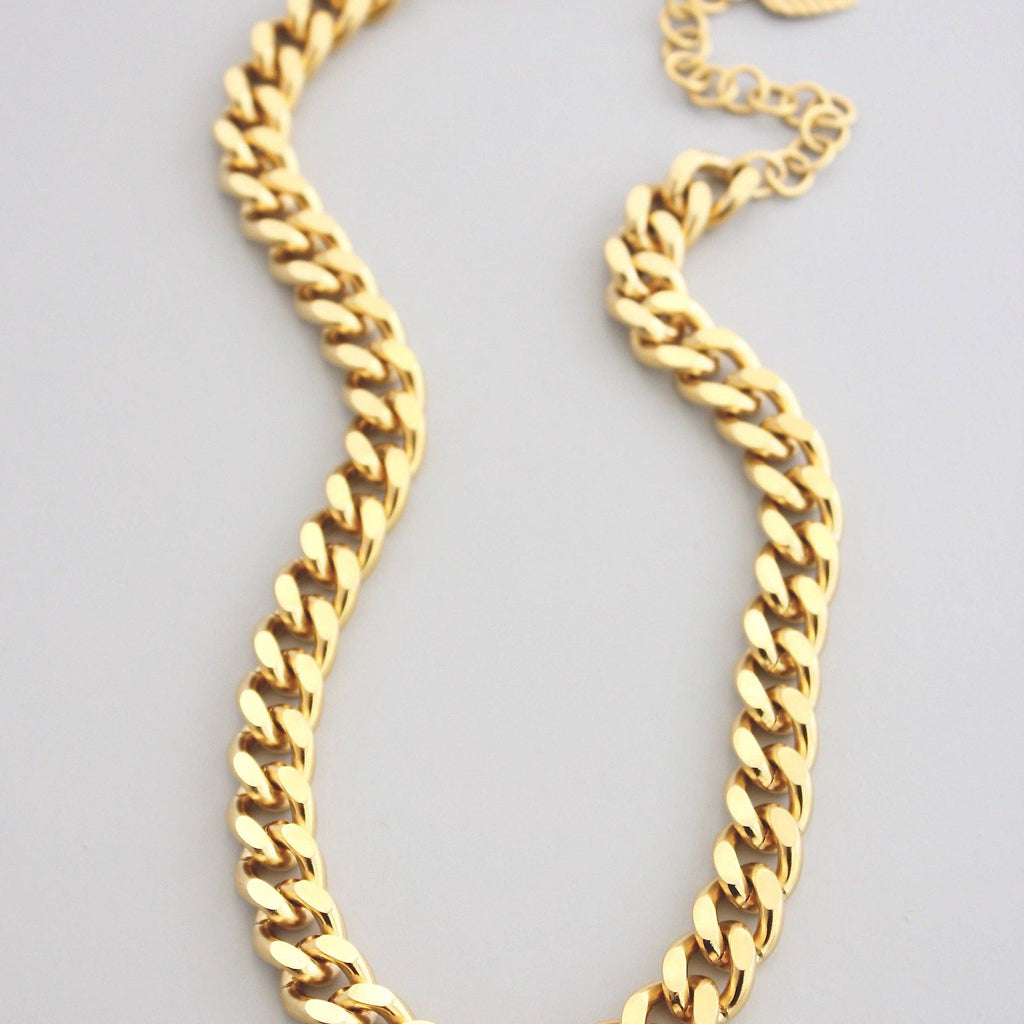 18k matte gold curb chain DOR415
