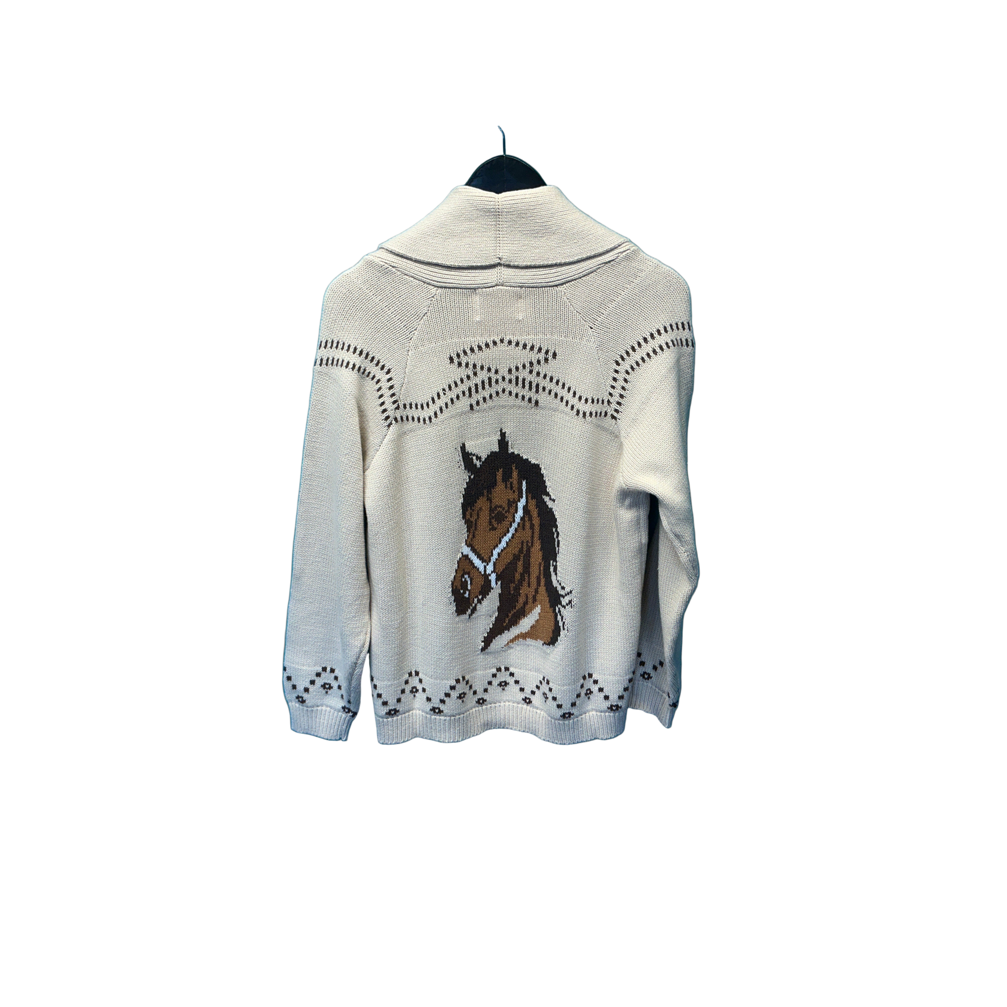 Horse Jacquard Shawl Knit Cardigan