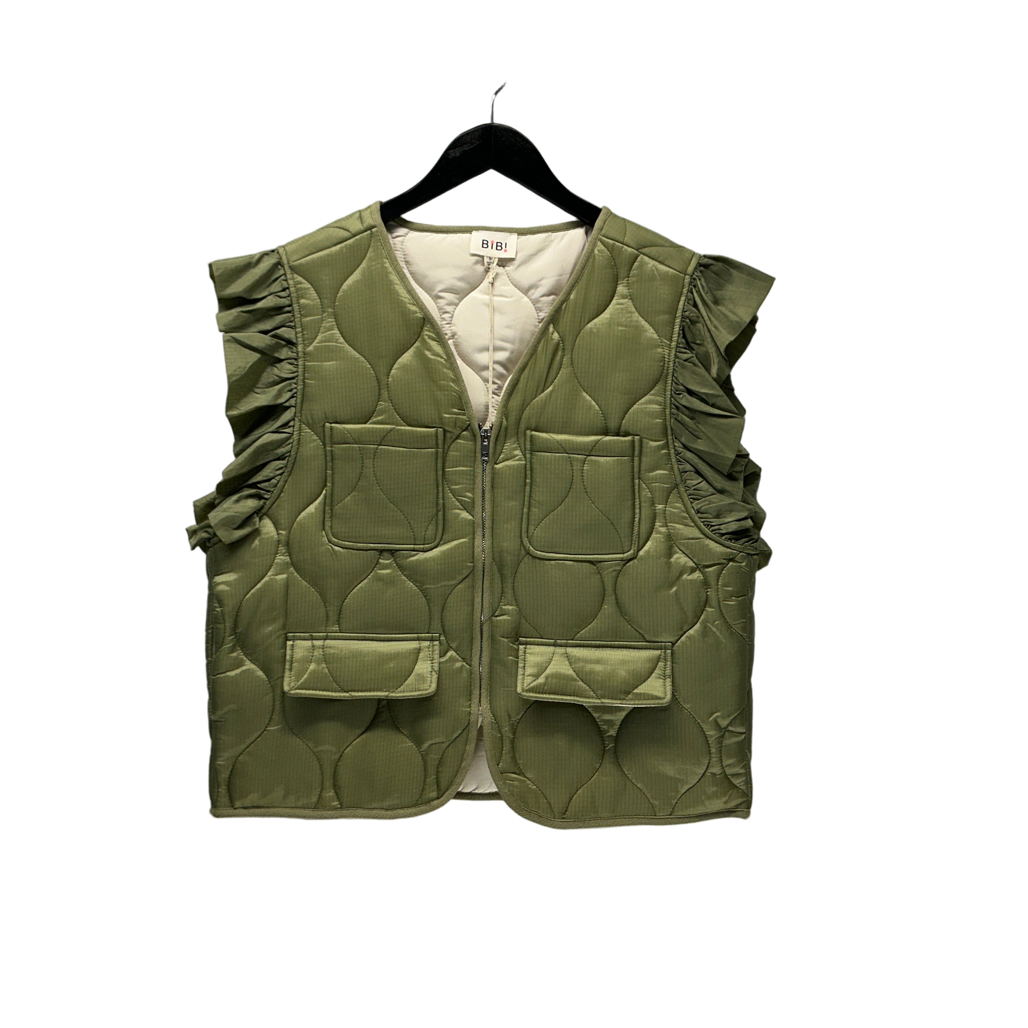 Green Vest with ruffled sleeves