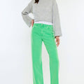 High Rise Slim Wide Leg Neon Green