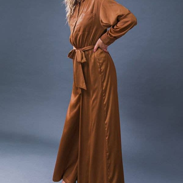 A solid woven jumpsuit
