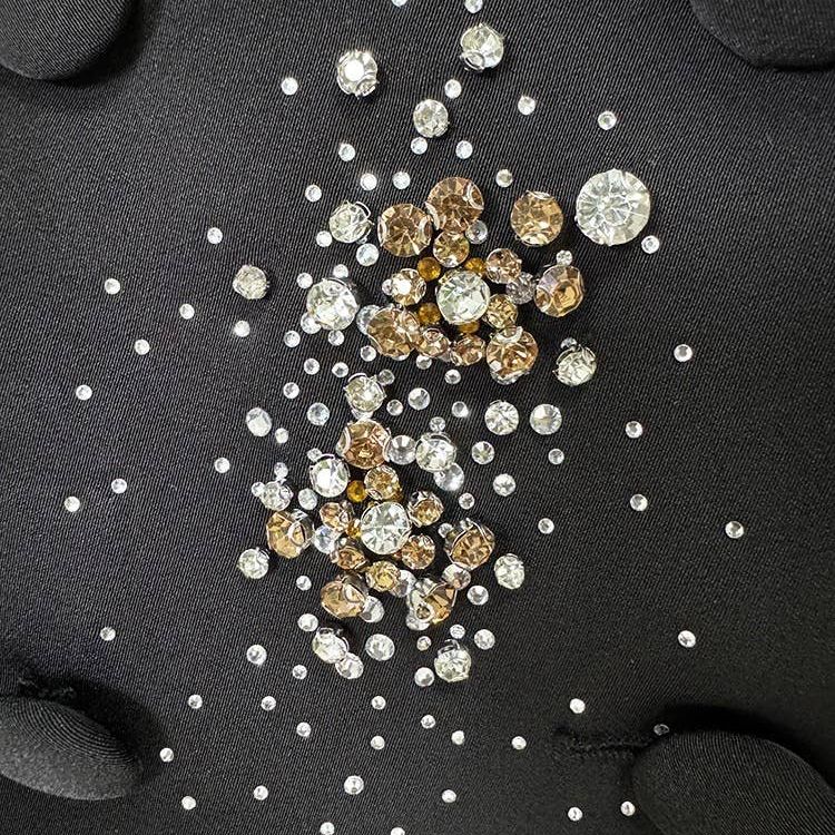 Beaded Diamond-Embellished Black Suit Set