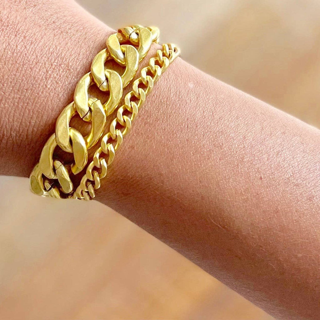 18k matte gold double strand chain bracelet DORB26