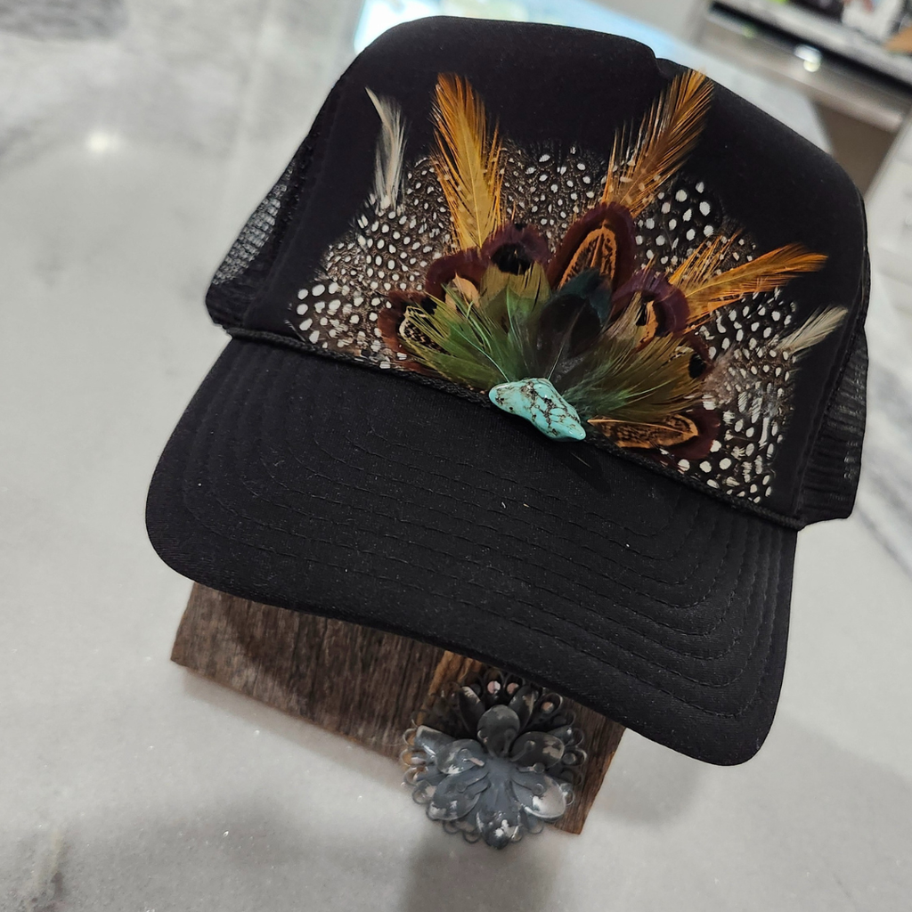 Western Feather Trucker Hat Retro Feather Trucker Hat