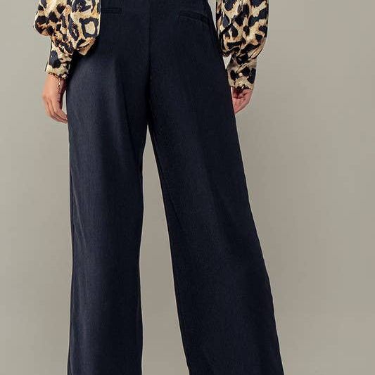 Sophisticated High Rise Front Pleated Wide Leg Trousers