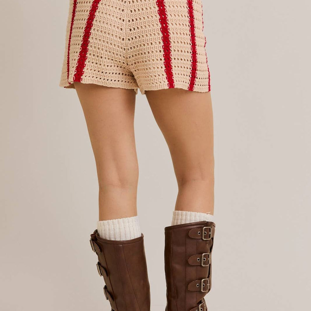 OPEN KNIT SWEATER SHORTS
