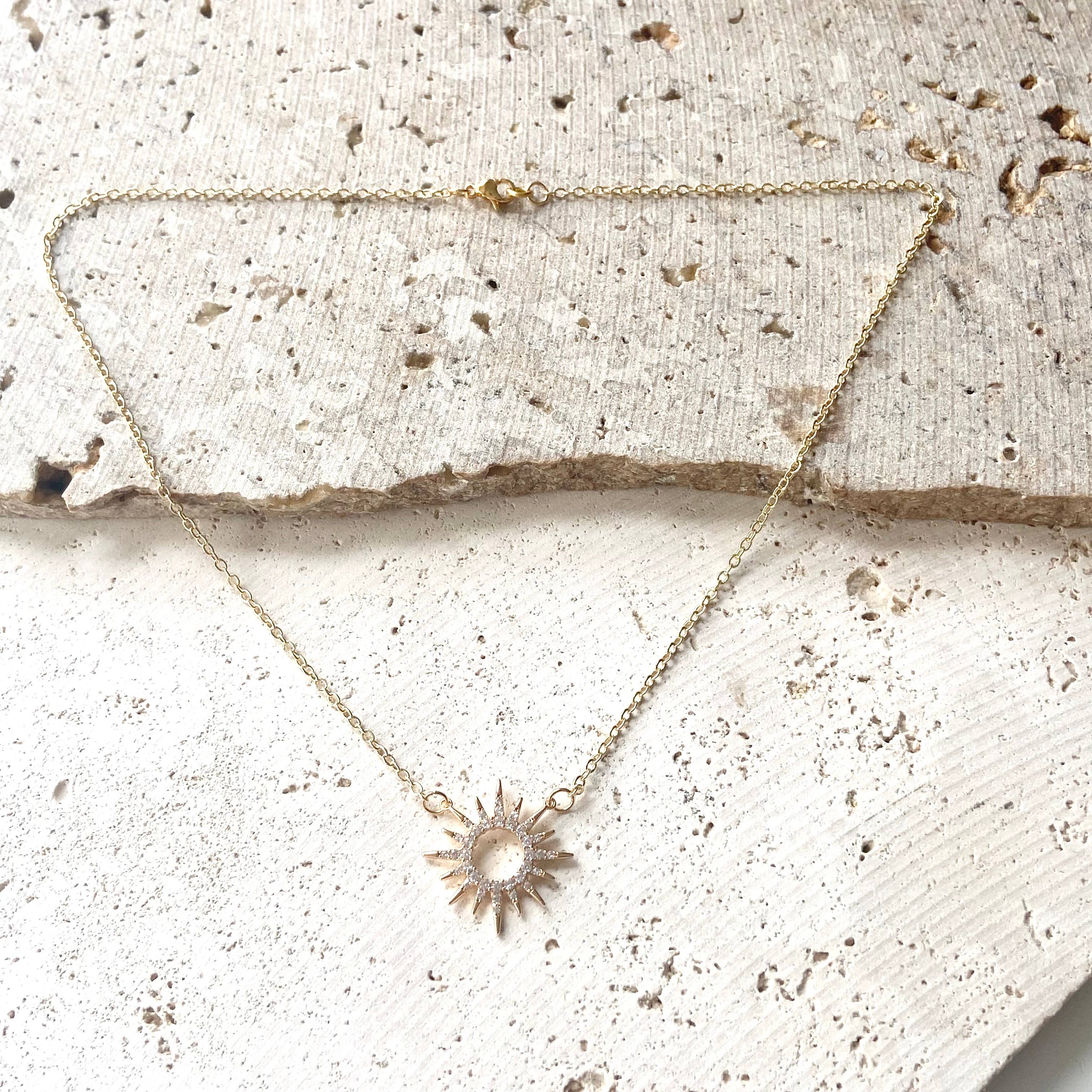 Sun celestial necklace minimalist boutique salon jewelry