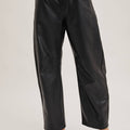 VEGAN LEATHER BARREL PANTS
