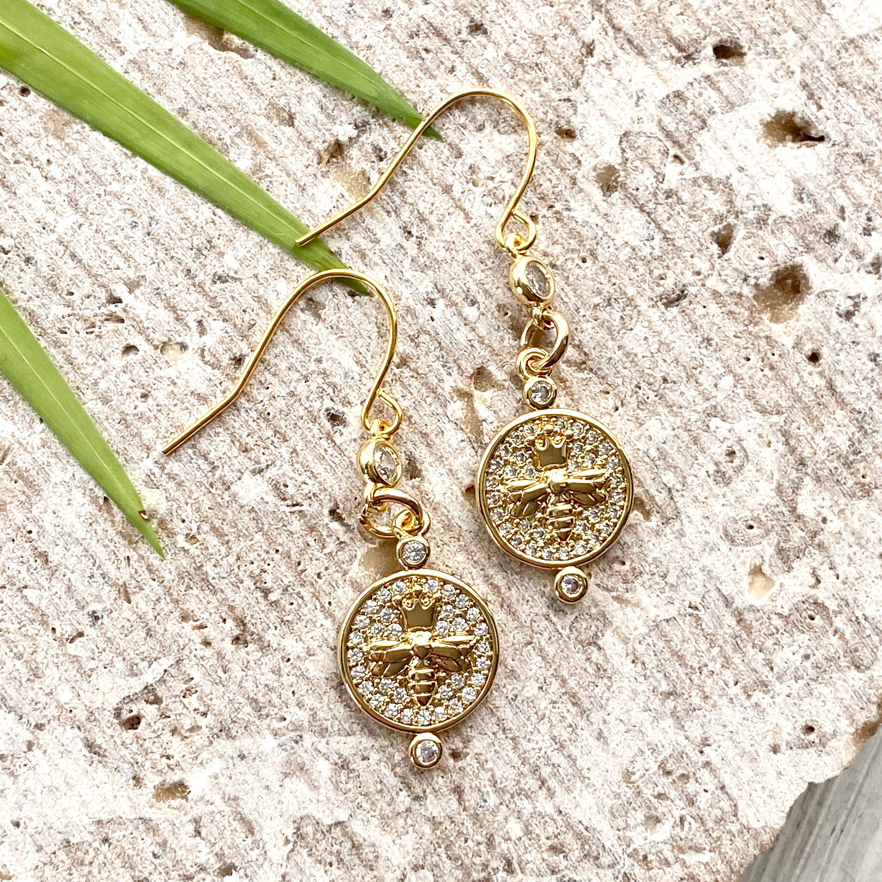 Queen bee earrings boutique salon jewelry spa trendy