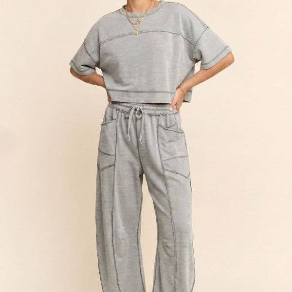 MINERAL WASHED EXPOSED BARREL PANTS SET