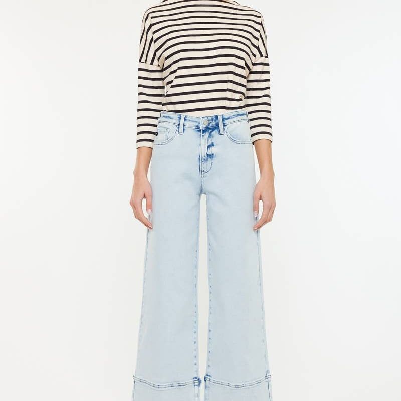 OPEN PACK HIGH RISE CROPPED WIDE LEG JEANS