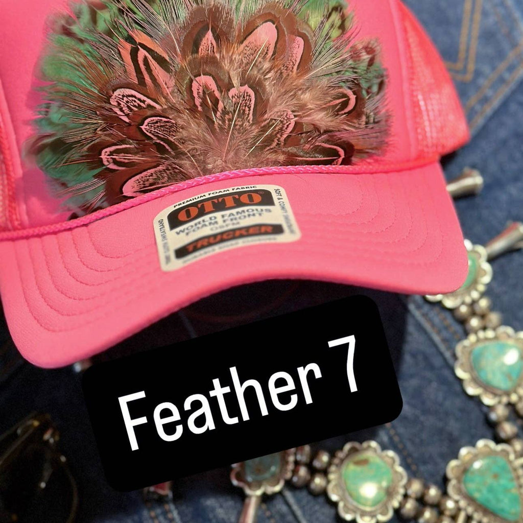 HOT PINK FEATHER TRUCKER HAT