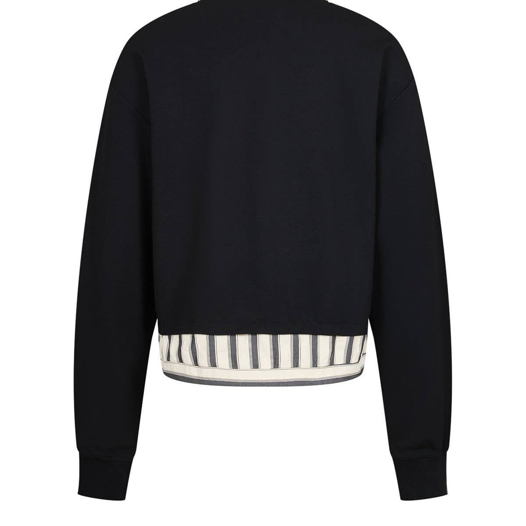 Anette Knit Collar Sweatshirt With Stripe Contrast