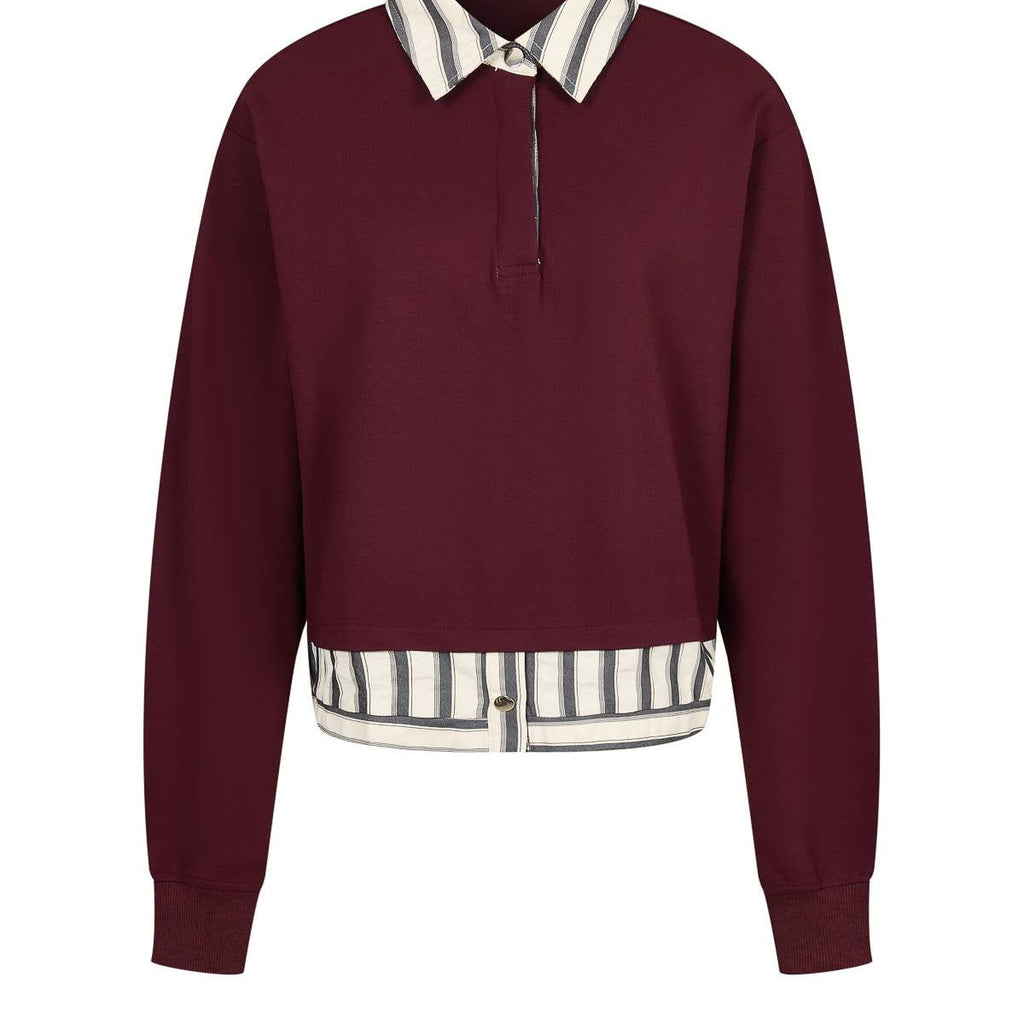 Anette Knit Collar Sweatshirt With Stripe Contrast