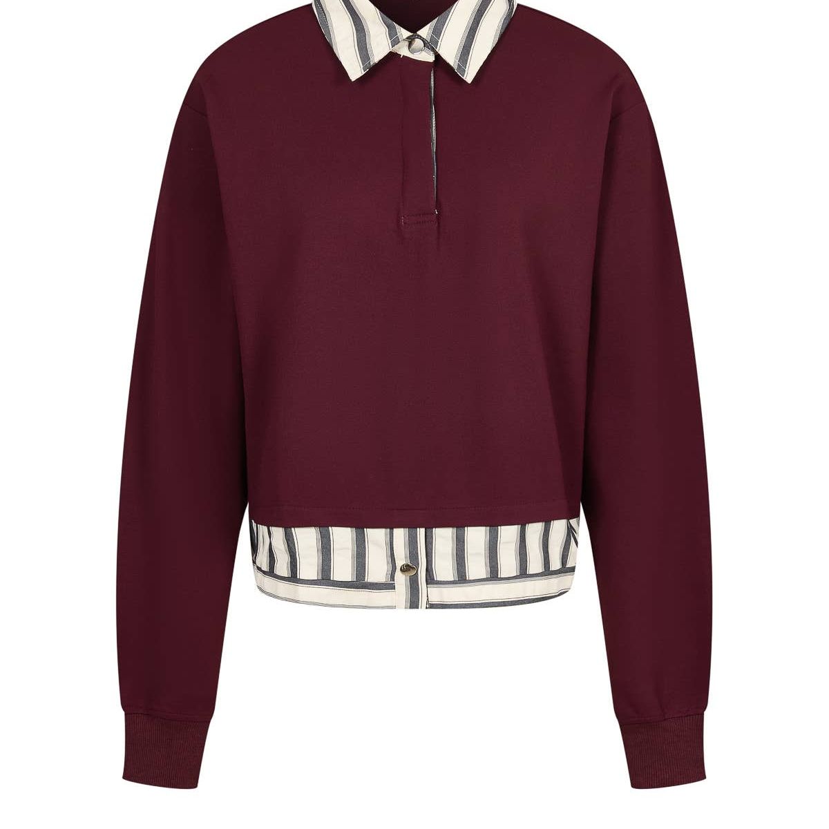 Anette Knit Collar Sweatshirt With Stripe Contrast