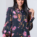 FLORAL PRINT LONG SLEEVE BUTTON DOWN TOP