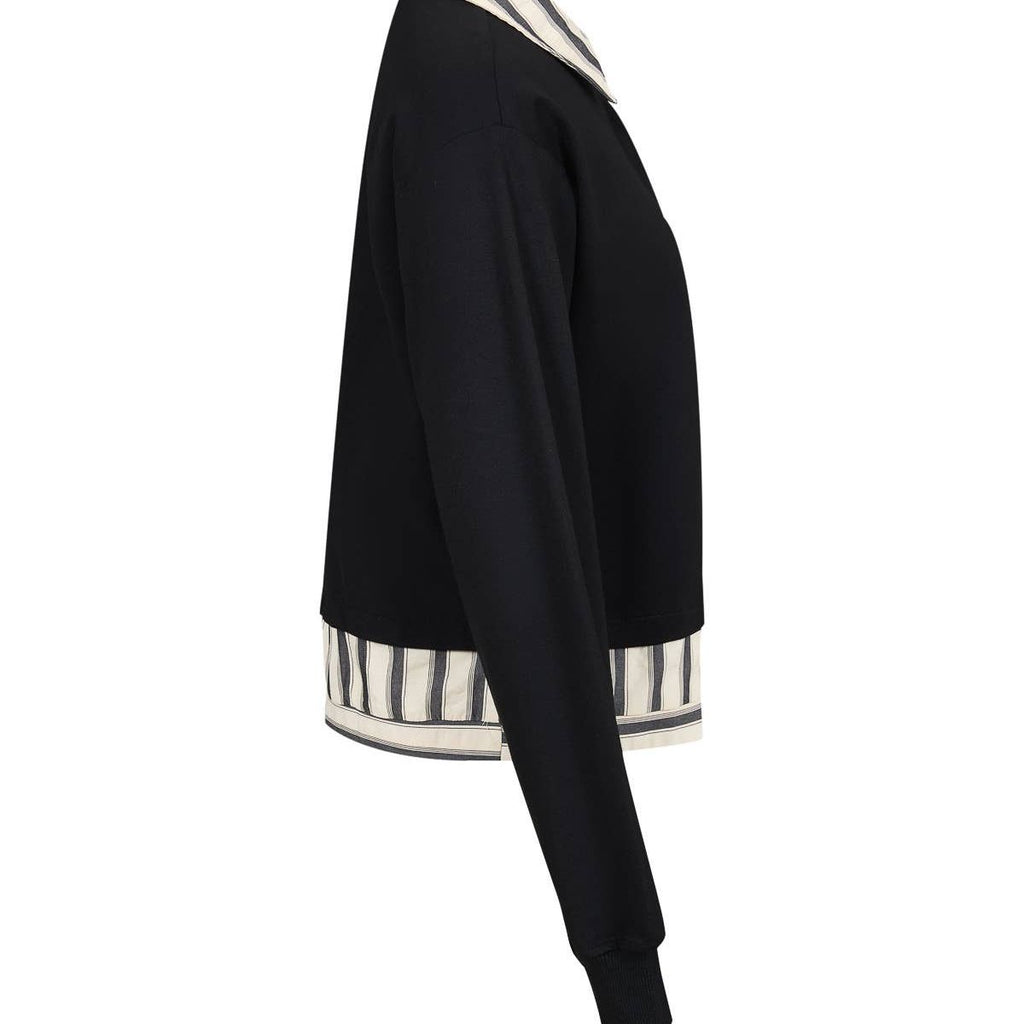 Anette Knit Collar Sweatshirt With Stripe Contrast