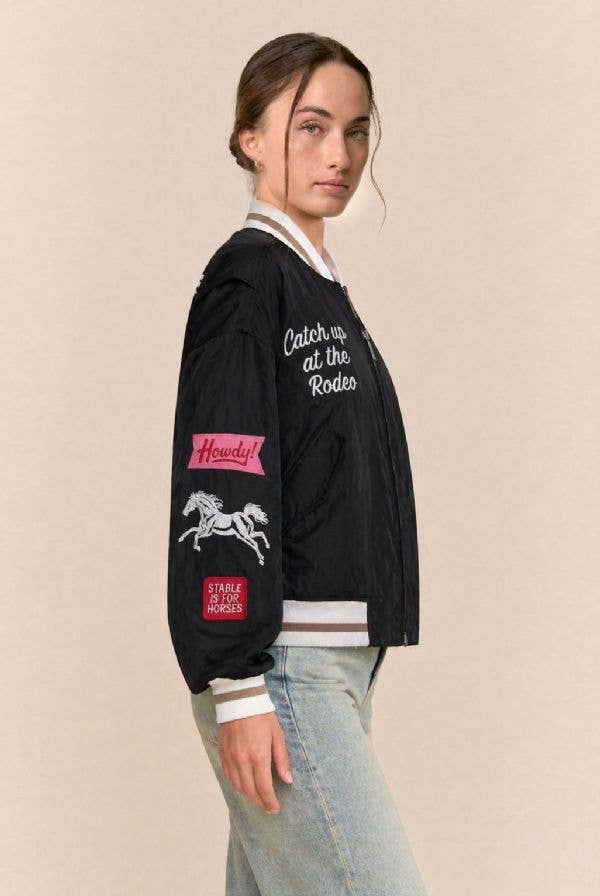 Retro Rodeo Embroidered Bomber Jacket