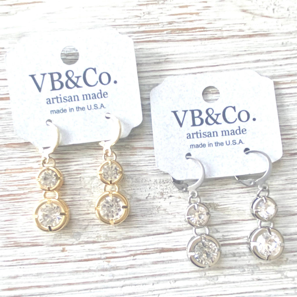 Crystal earrings boutique salon bridal jewelry sparkly spa