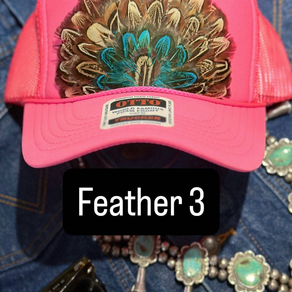 HOT PINK FEATHER TRUCKER HAT