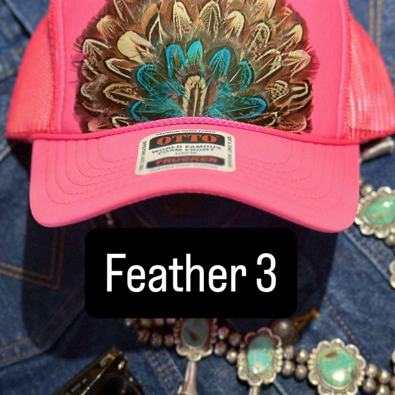 HOT PINK FEATHER TRUCKER HAT