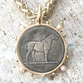 Coin necklace horse equestrian French boutique salon