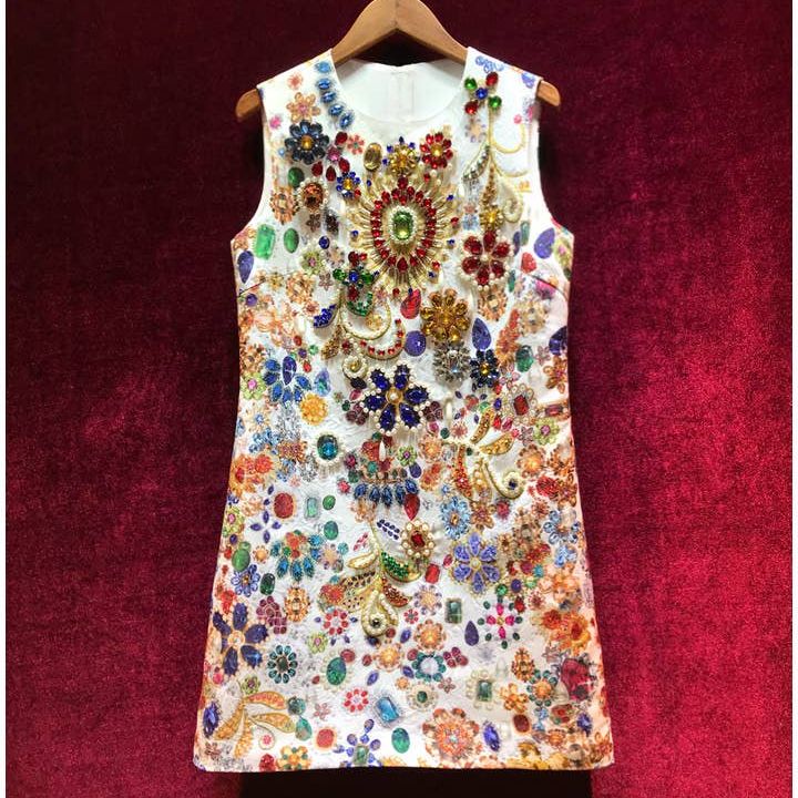 Radiant Gemstone A-Line Dress - Summer Luxury