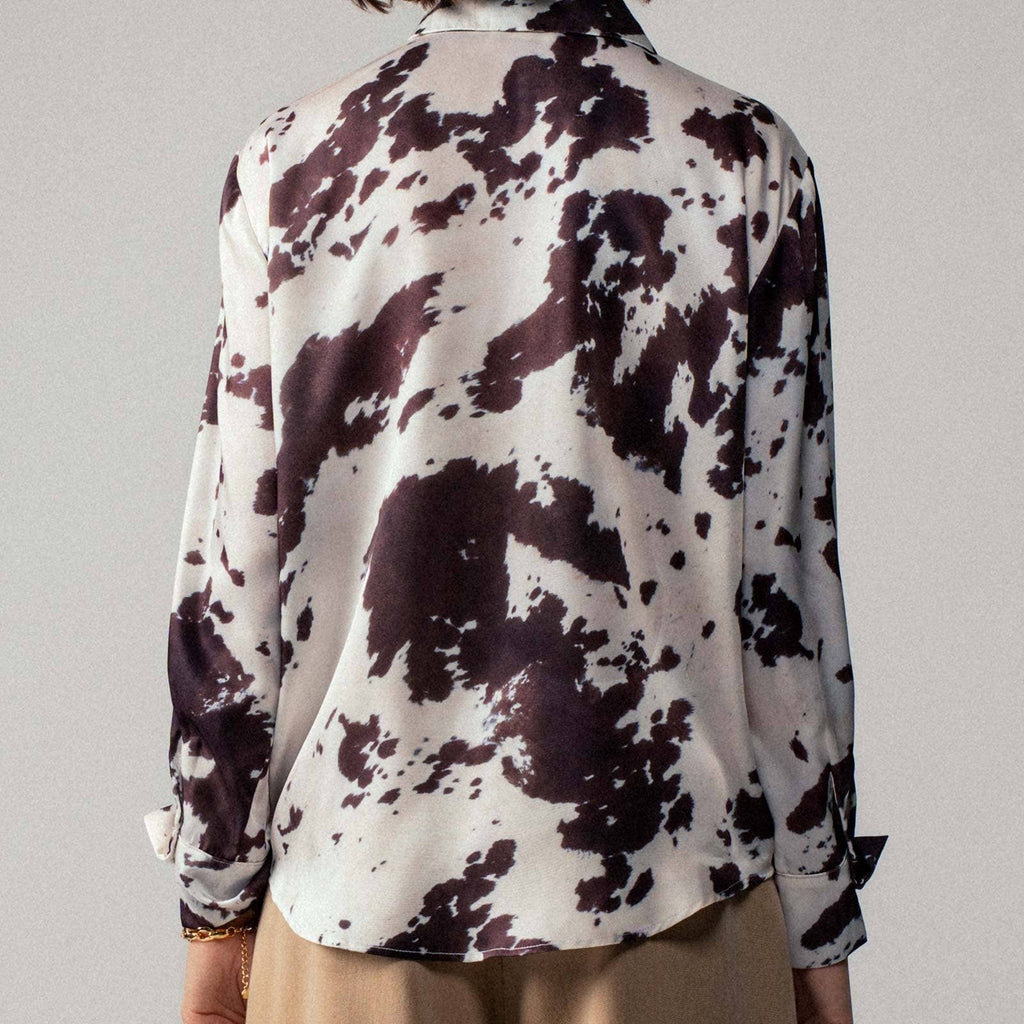 Cowhide Print Western Button Down Shirt