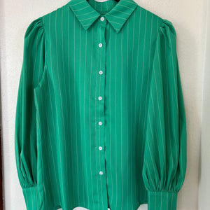 Turquoise Haven Green Pinstriped Top
