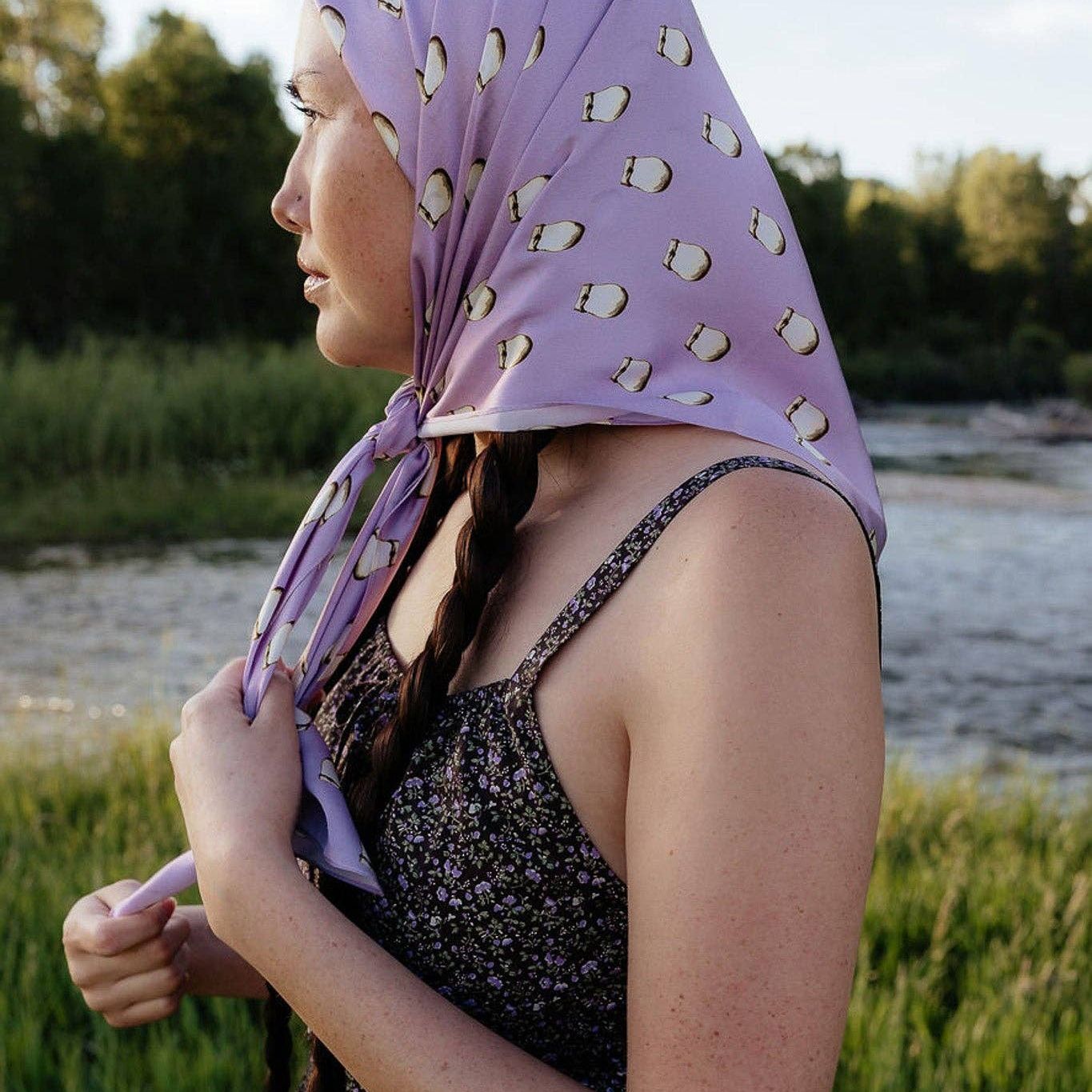 Elk Ivory Silk Scarf - Lavender