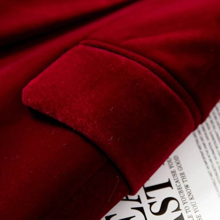 Velvet Double-Breasted Blazer for Women Autumn Winter