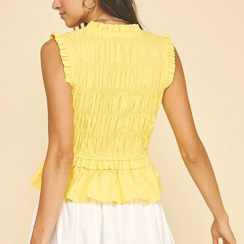 PINCH- FRONT-TIE DETAILED SMOCKING TOP - 5555T