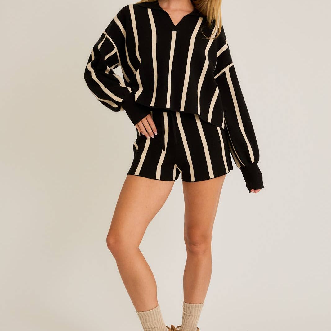 STRIPED SWEATER SHORTS