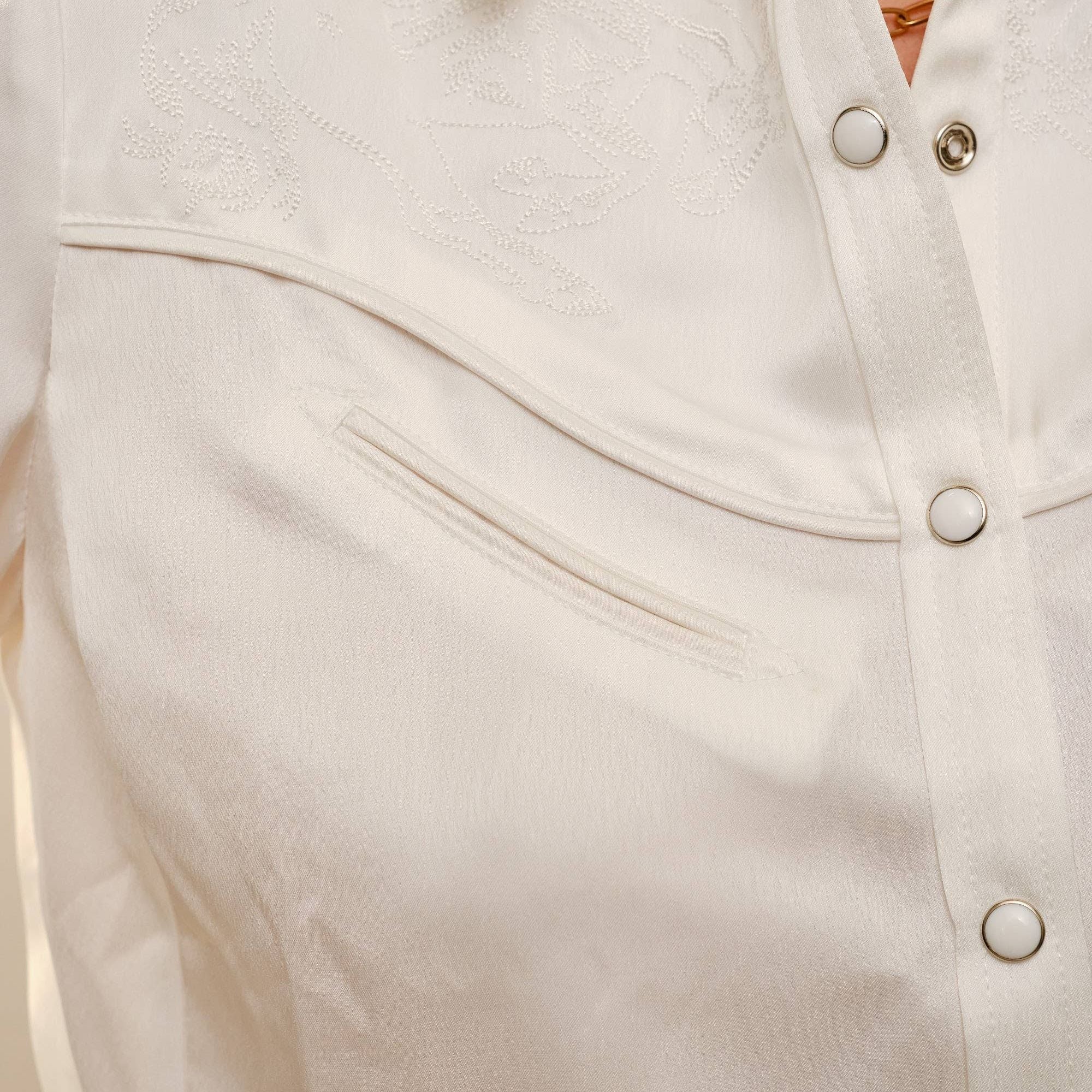 Satin Western Embroidered Snap Shirt