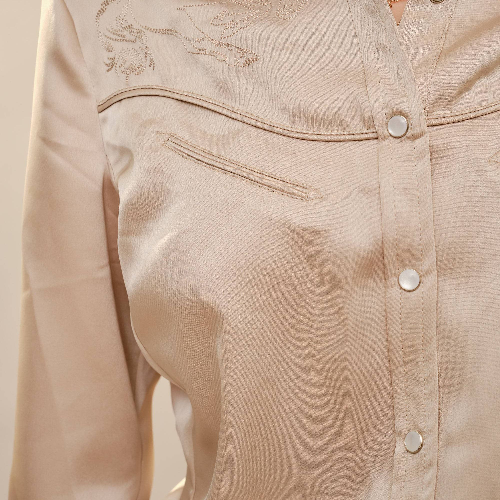 Satin Western Embroidered Snap Shirt