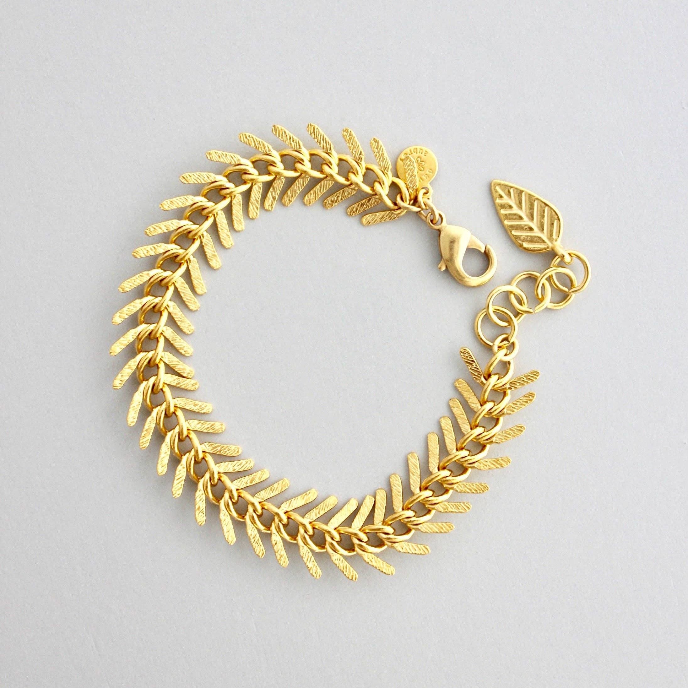 18k matte gold fish bone bracelet DORB02